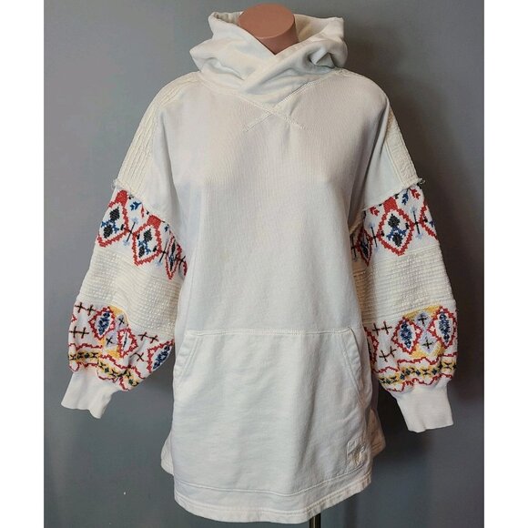FREE PEOPLE FP MOVEMENT Crystal Sport Boho Embroidered Pullover Hoodie Size S